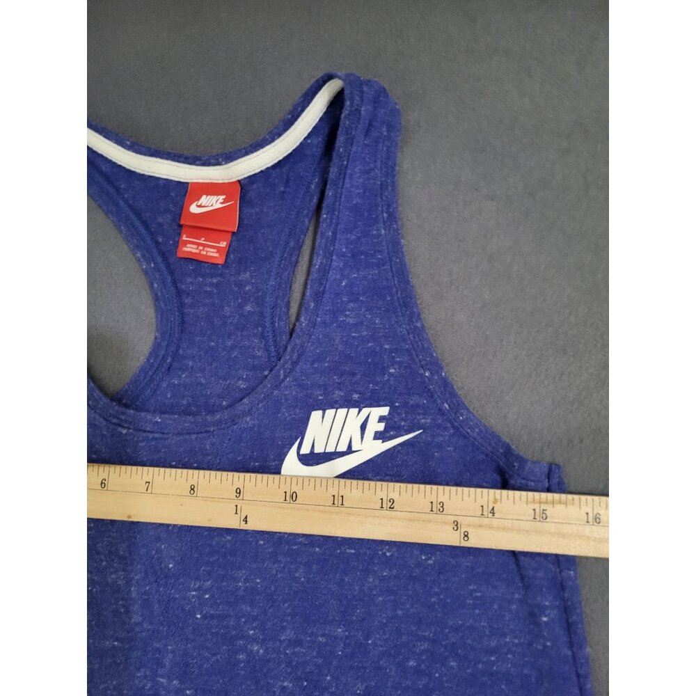 NIKE Women's Small Workout Tank Top Racerback Heathered Blue Gym Athletic Swoosh - Picture 6 of 9